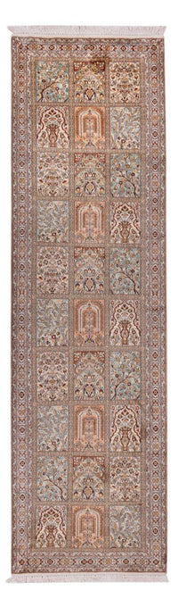 Runner Silk Rug - Kashmir Silk - 287 x 80 cm - dark beige