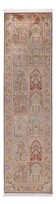 Runner Silk Rug - Kashmir Silk - 296 x 78 cm - dark beige