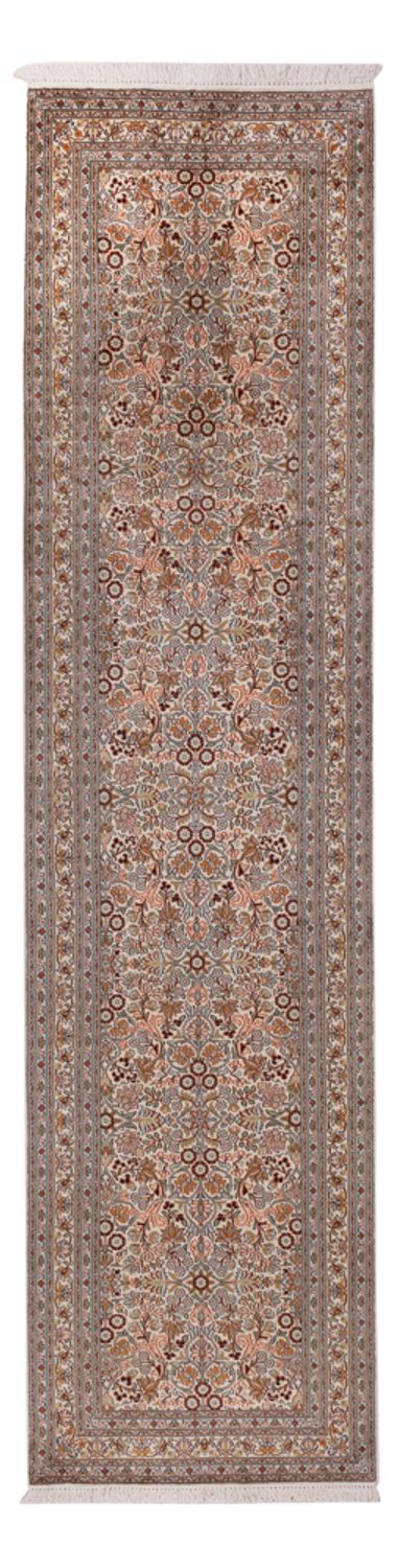 Runner Silk Rug - Kashmir Silk - 338 x 79 cm - dark beige
