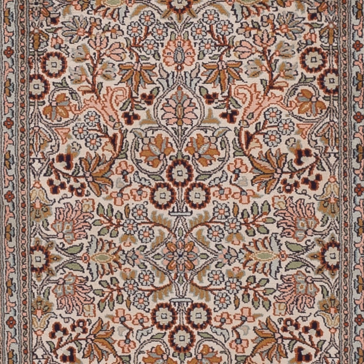 Runner Silk Rug - Kashmir Silk - 338 x 79 cm - dark beige