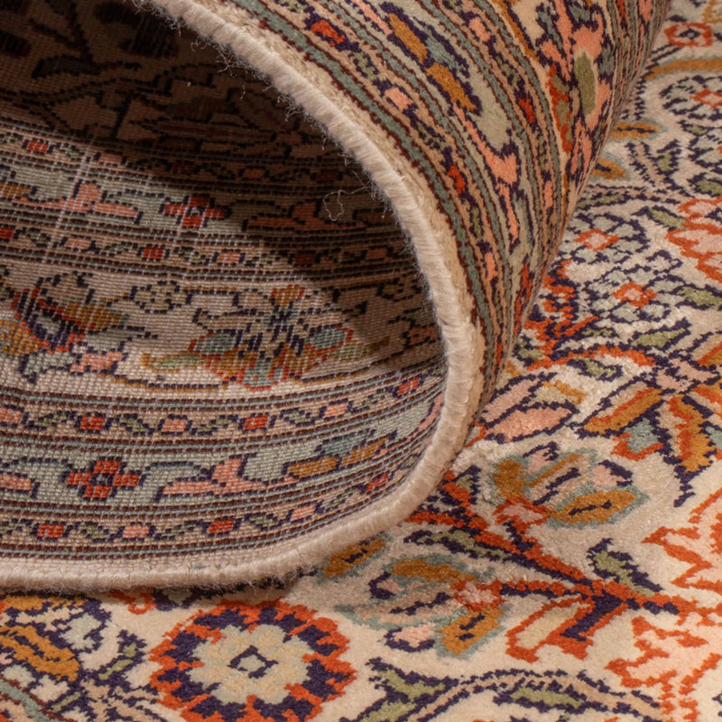 Runner Silk Rug - Kashmir Silk - 338 x 79 cm - dark beige