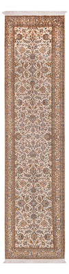 Runner Silk Rug - Kashmir Silk - 325 x 76 cm - light beige
