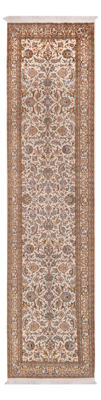 Runner Silk Rug - Kashmir Silk - 325 x 76 cm - light beige
