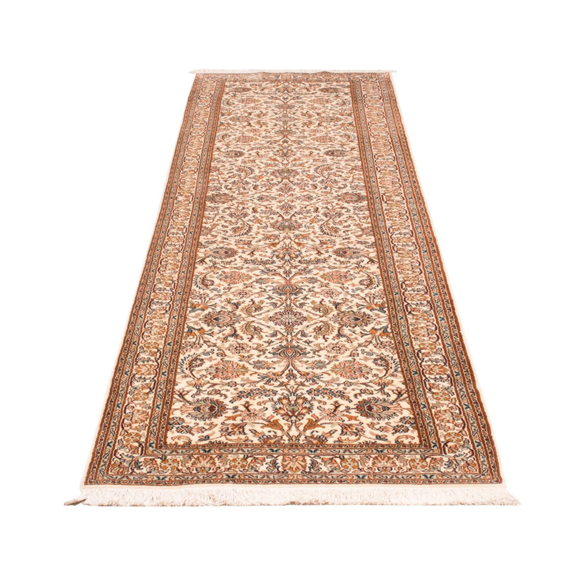 Runner Silk Rug - Kashmir Silk - 325 x 76 cm - light beige