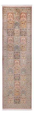 Runner Silk Rug - Kashmir Silk - 280 x 80 cm - dark beige