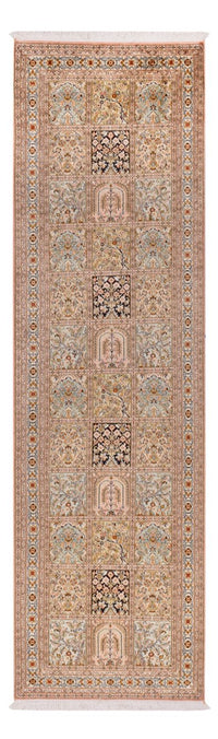 Runner Silk Rug - Kashmir Silk - 282 x 79 cm - dark beige