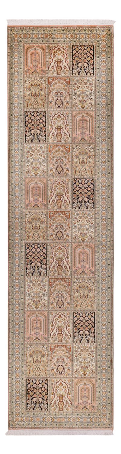 Runner Silk Rug - Kashmir Silk - 310 x 81 cm - dark beige