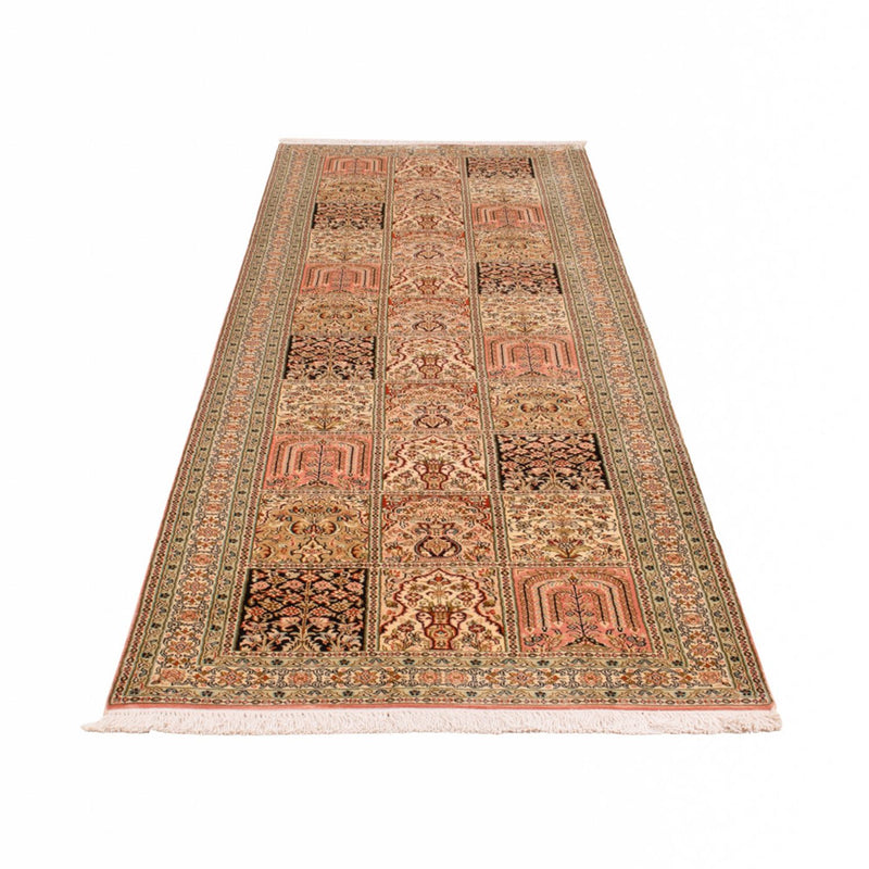 Runner Silk Rug - Kashmir Silk - 310 x 81 cm - dark beige