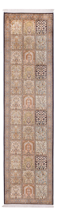Runner Silk Rug - Kashmir Silk - 304 x 77 cm - dark beige