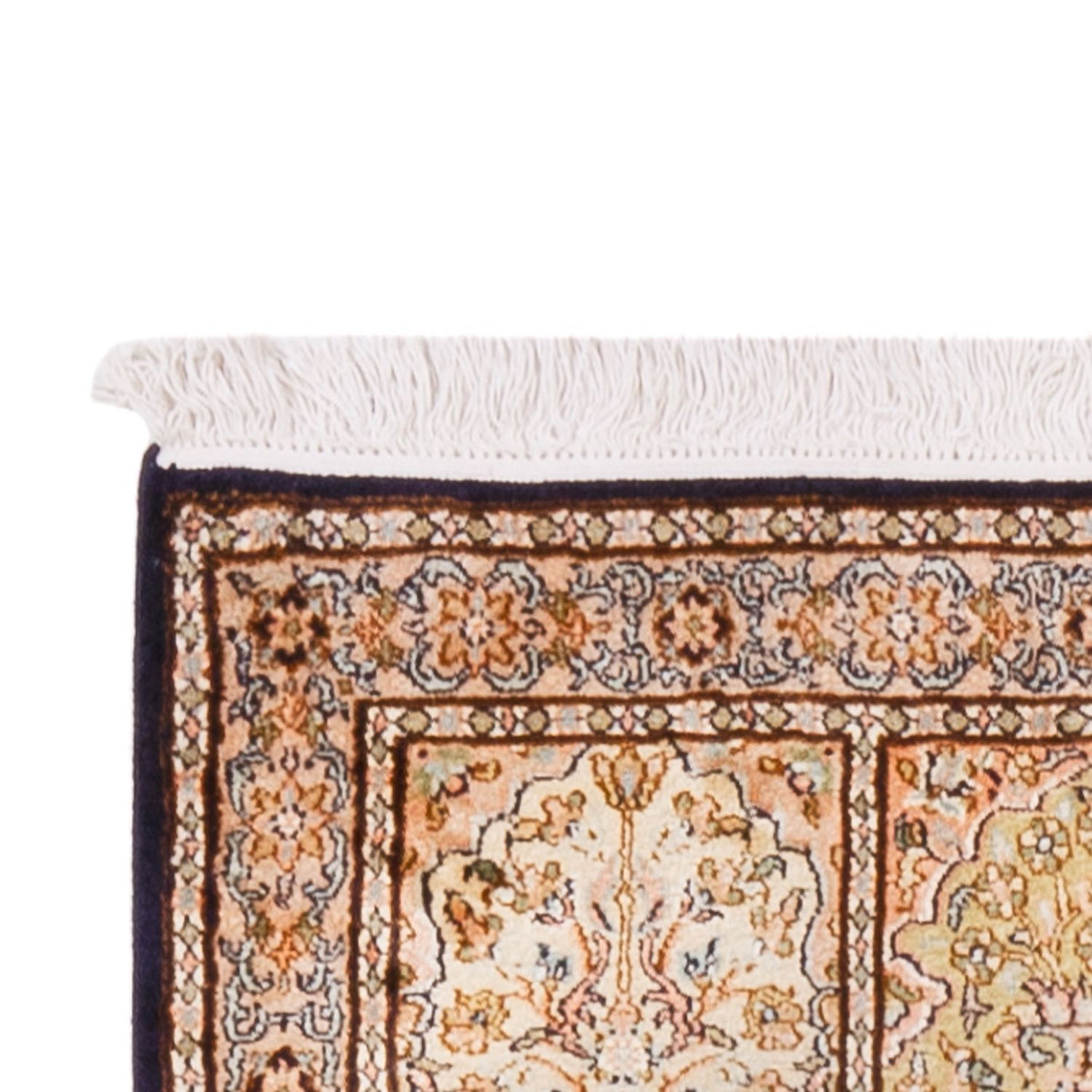 Runner Silk Rug - Kashmir Silk - 304 x 77 cm - dark beige