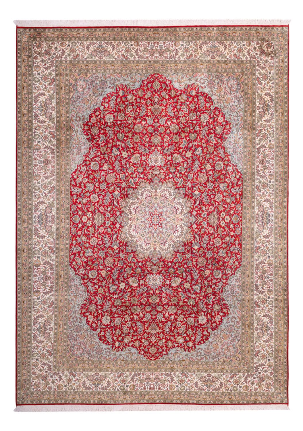 Silk Rug - Kashmir Silk - 303 x 220 cm - red