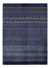 Persian Gabbeh Rug 140x191cm - Perserteppich Wollteppich - Rectangle / Dark Blue / 140 x 191 cm Rectangle
