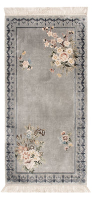 Silk Rug - Chinese Silk - 124 x 60 cm - silver