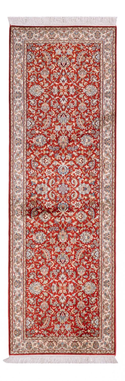 Runner Silk Rug - Kashmir Silk - 241 x 76 cm - red