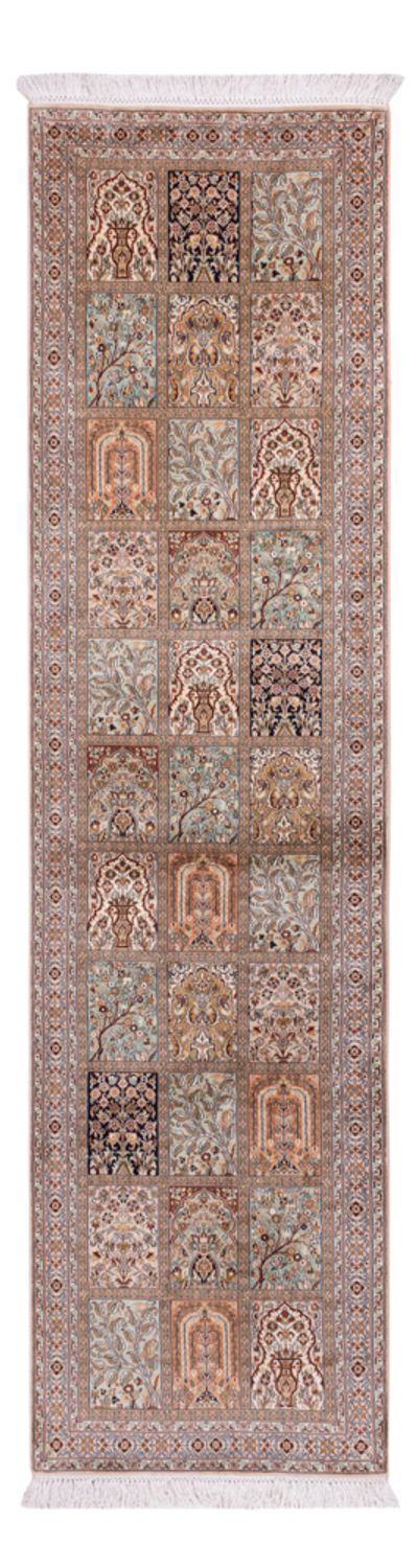 Runner Silk Rug - Kashmir Silk - 304 x 79 cm - dark beige