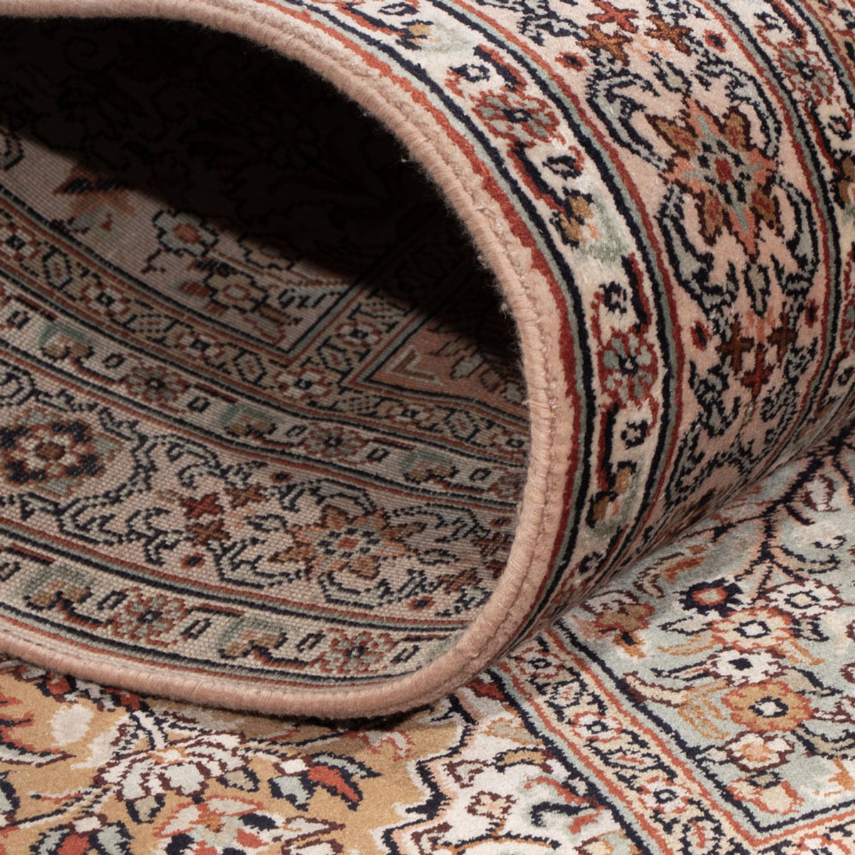 Runner Silk Rug - Kashmir Silk - 304 x 79 cm - dark beige