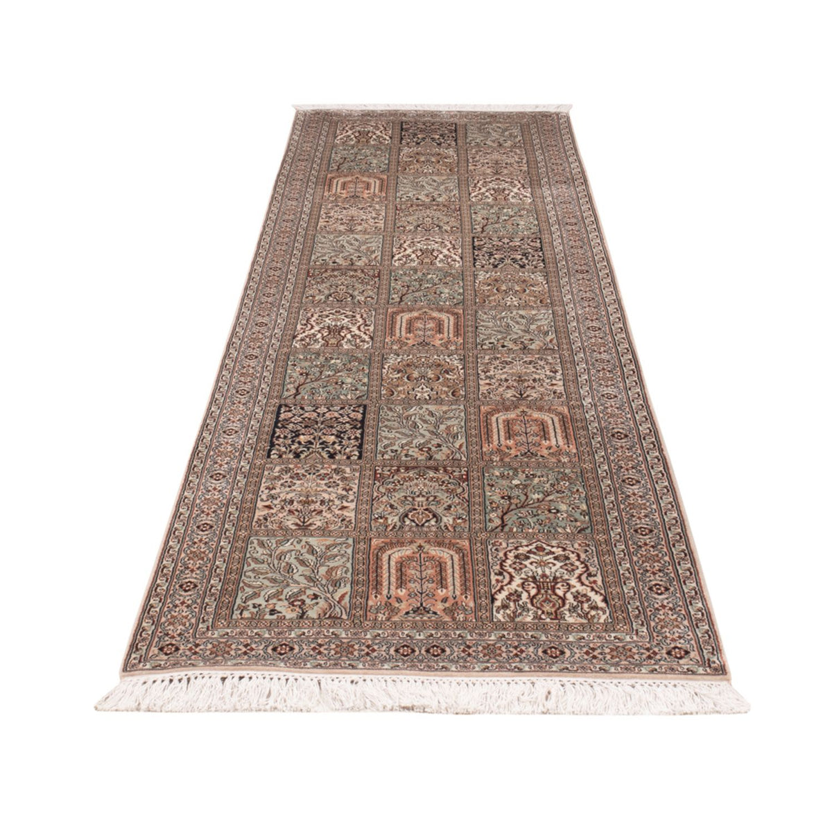 Runner Silk Rug - Kashmir Silk - 304 x 79 cm - dark beige