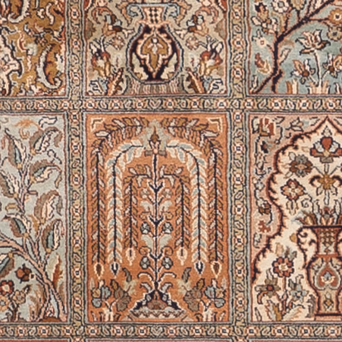 Runner Silk Rug - Kashmir Silk - 301 x 77 cm - dark beige