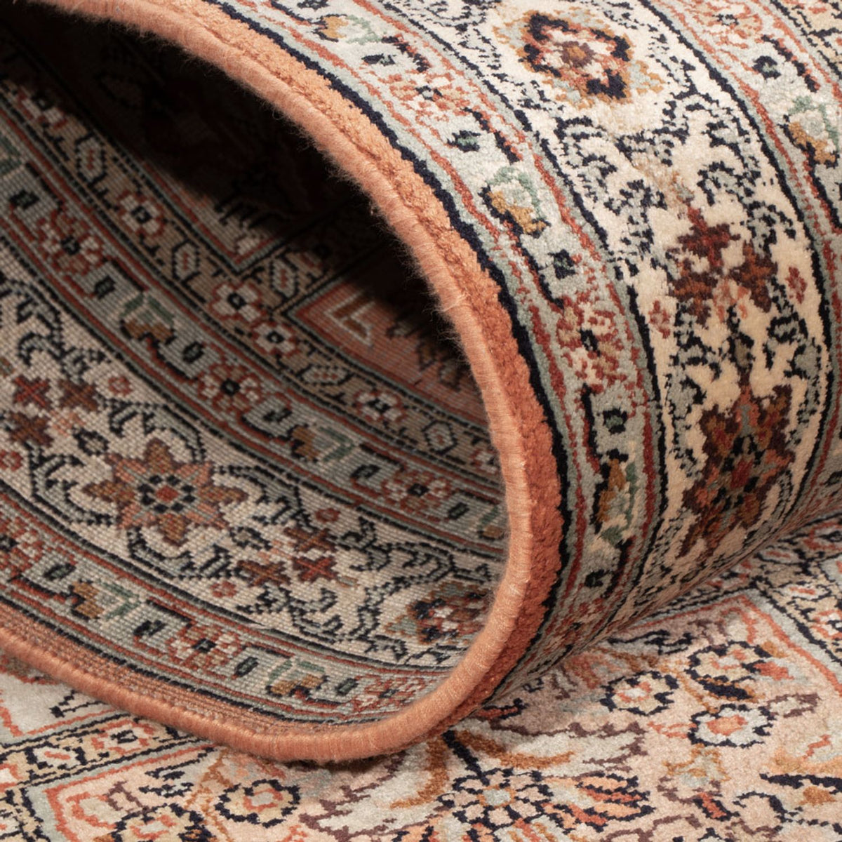 Runner Silk Rug - Kashmir Silk - 301 x 77 cm - dark beige