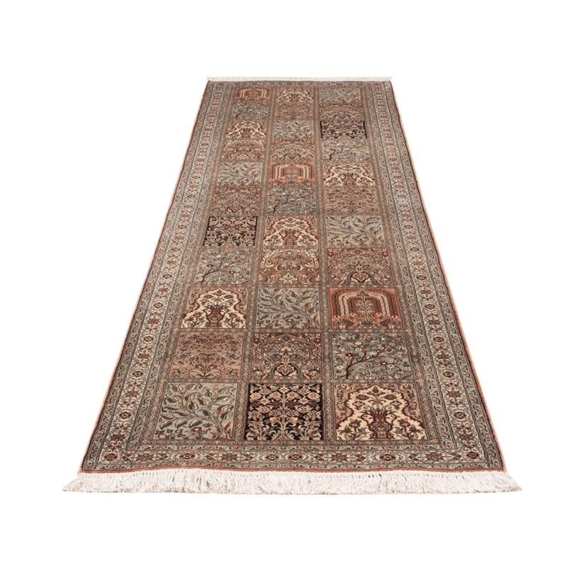 Runner Silk Rug - Kashmir Silk - 301 x 77 cm - dark beige