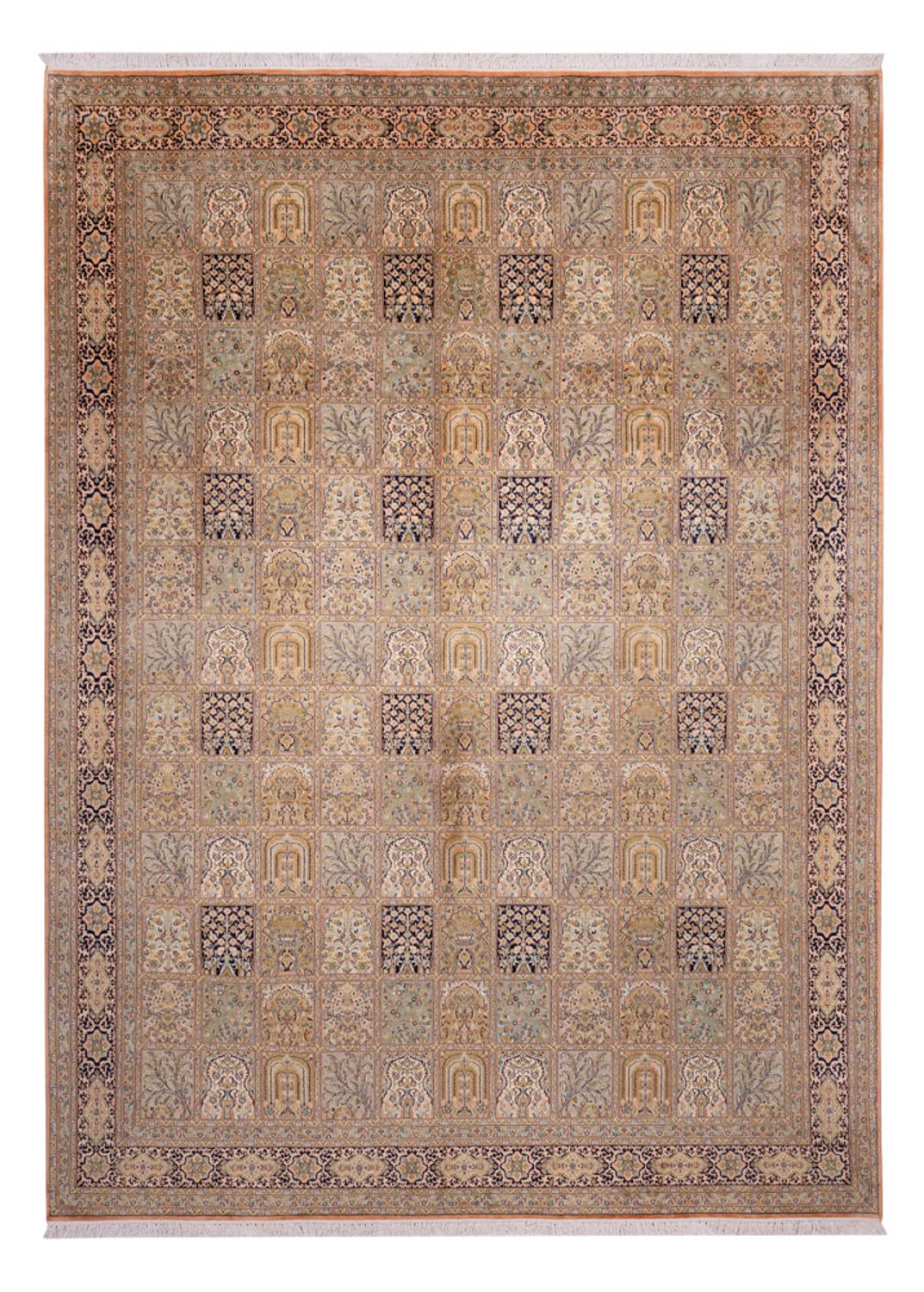 Silk Rug - Kashmir Silk - 378 x 273 cm - dark beige