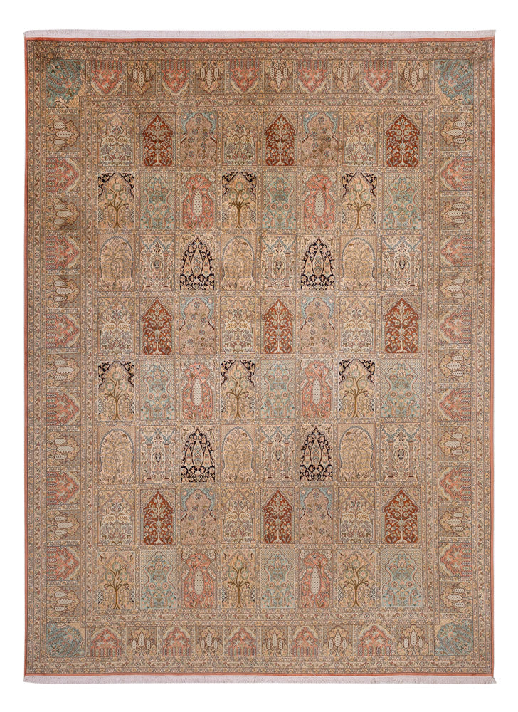 Silk Rug - Kashmir Silk - 381 x 273 cm - dark beige
