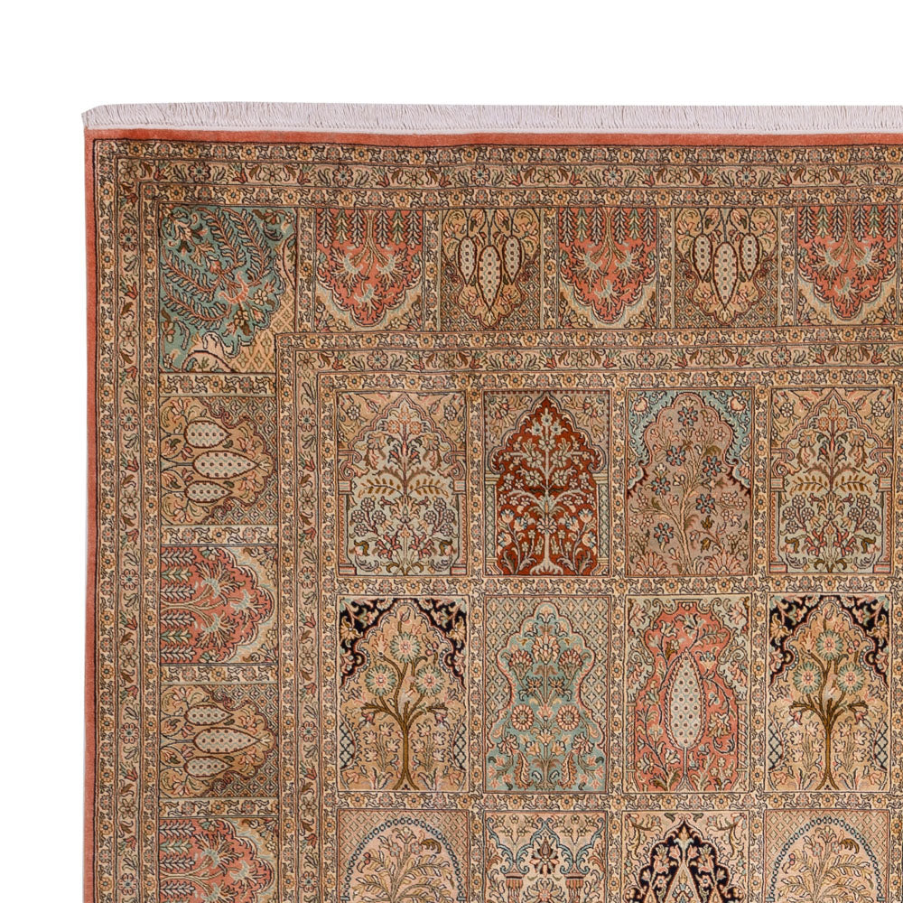Silk Rug - Kashmir Silk - 381 x 273 cm - dark beige