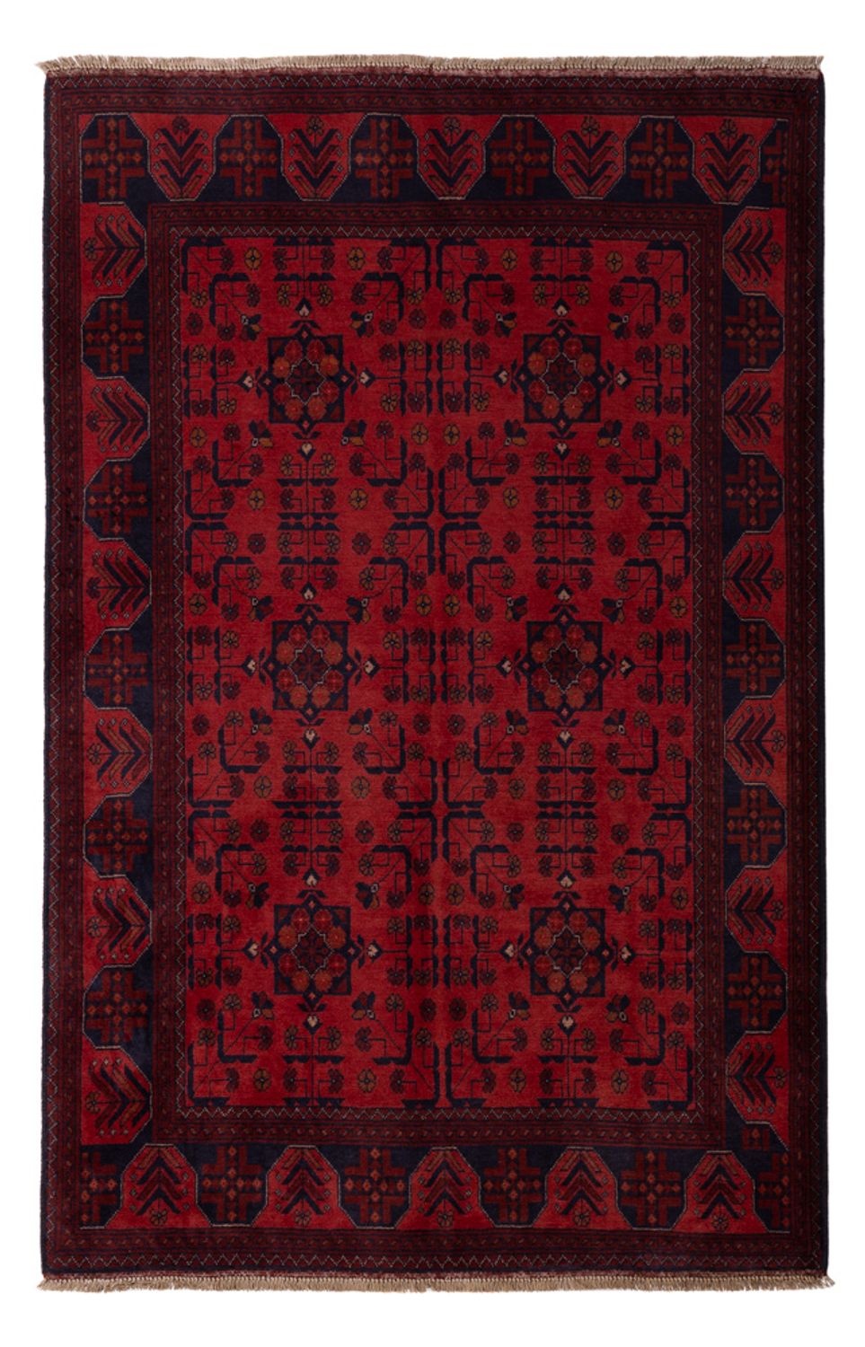 Afghan Rug - Kunduz - 193 x 127 cm - dark red