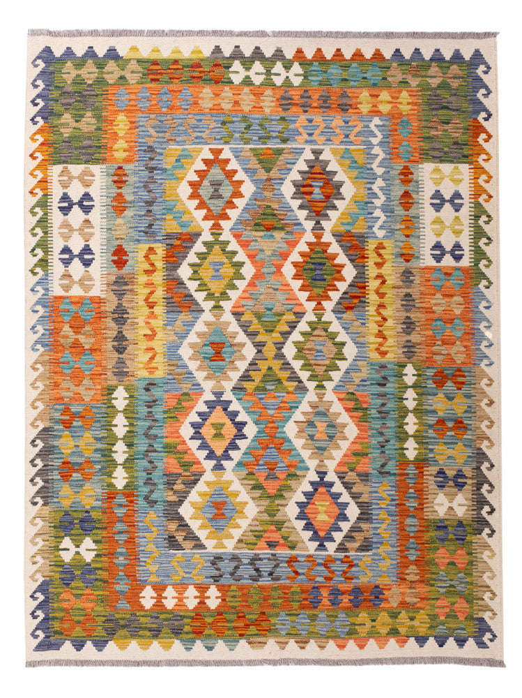 Kelim Rug - Splash - 197 x 153 cm - colorful