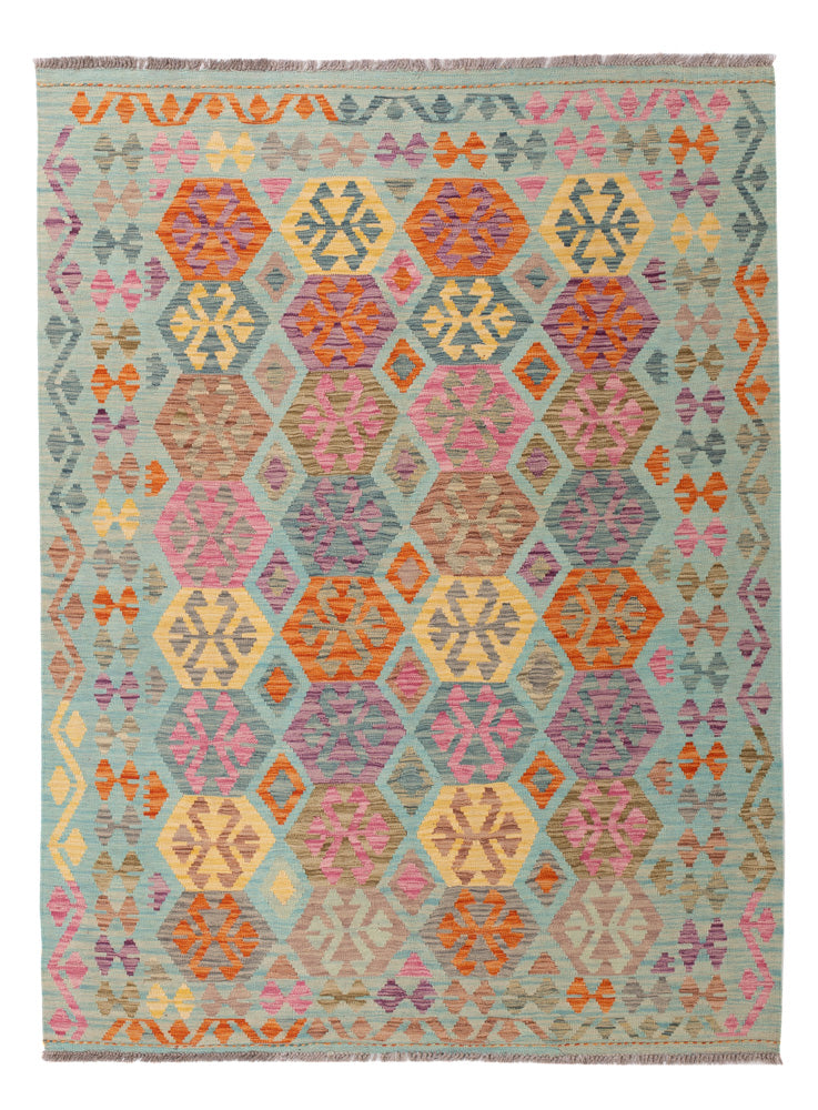 Kelim Rug - Splash - 205 x 156 cm - colorful
