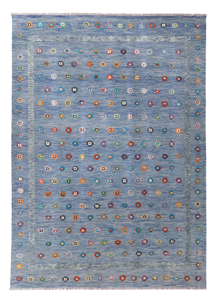 Kelim Rug - Splash - 352 x 243 cm - blue