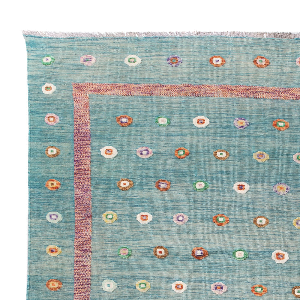 Kelim Rug - Splash - 350 x 258 cm - blue