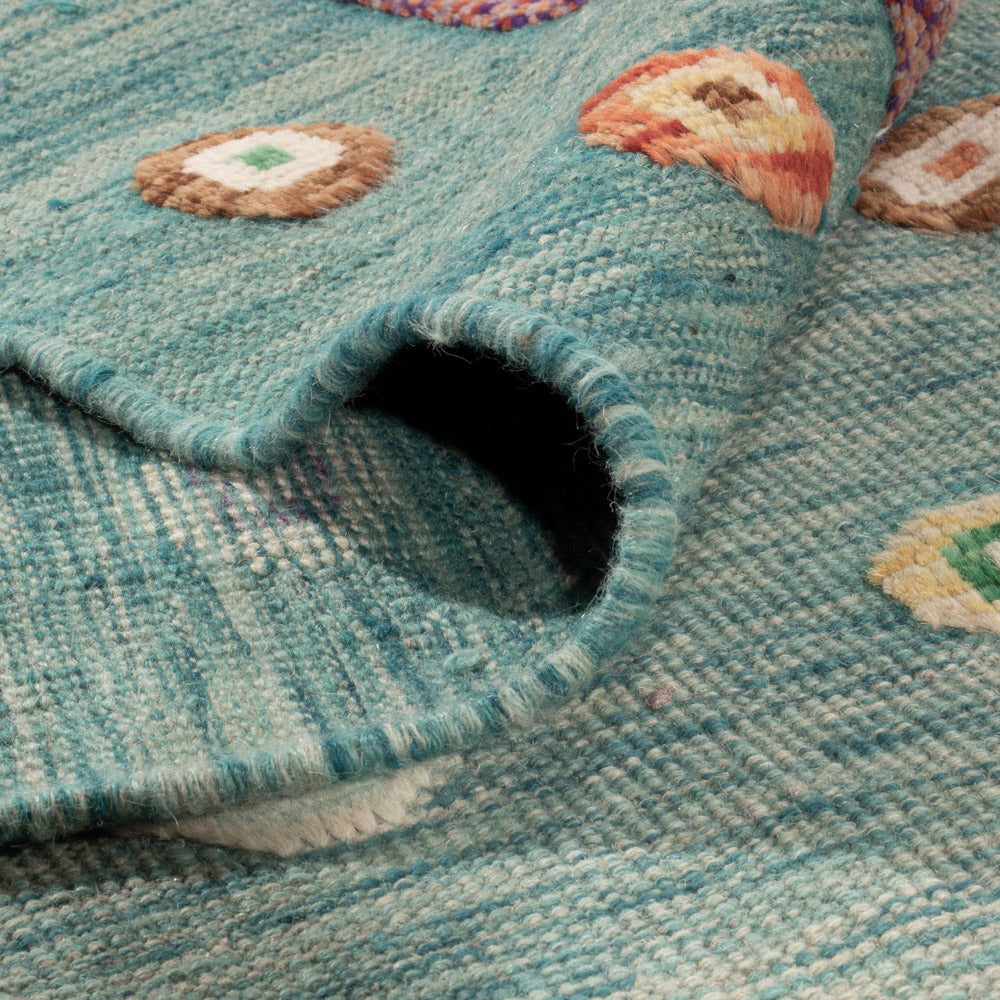 Kelim Rug - Splash - 350 x 258 cm - blue