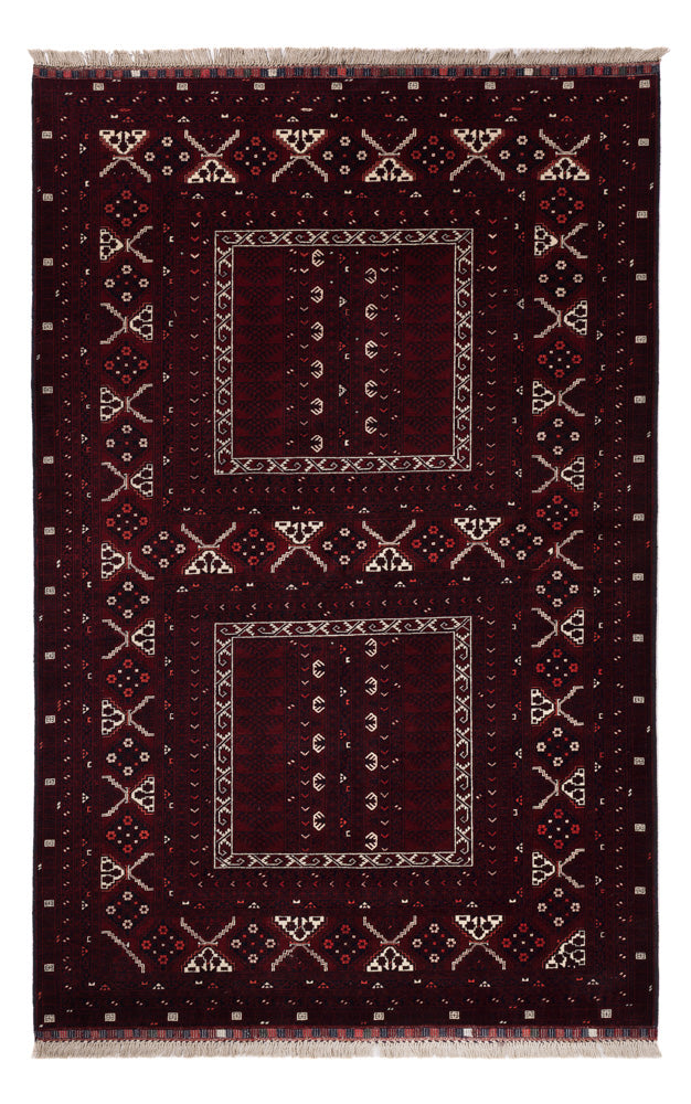 Afghan Rug - 247 x 154 cm - dark red