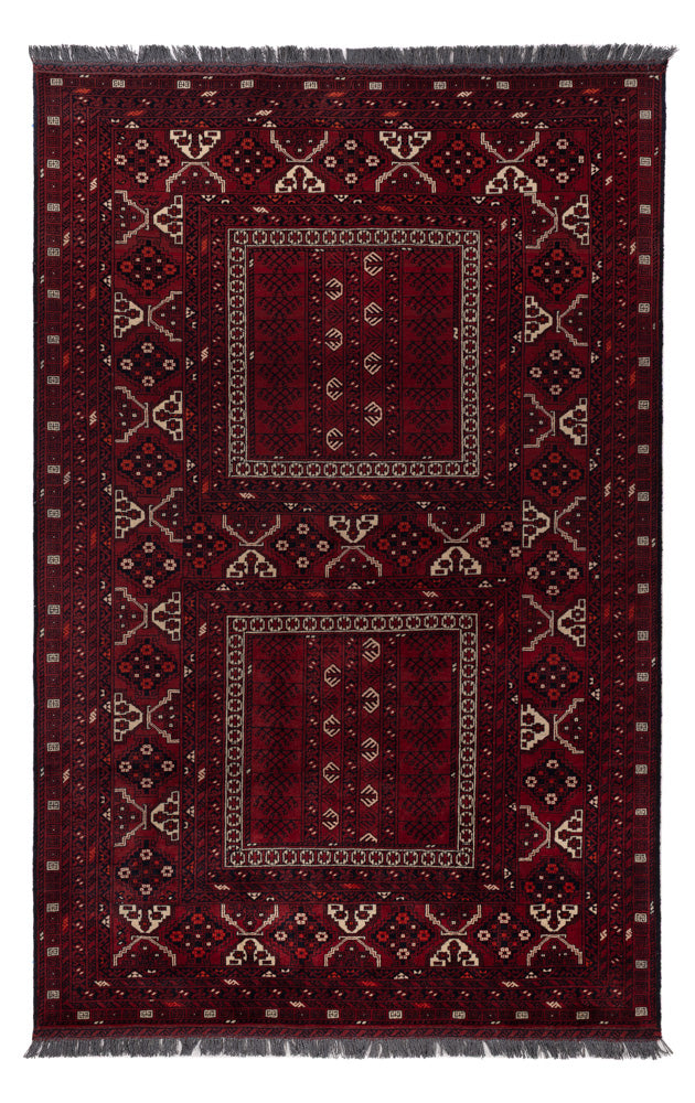 Afghan Rug - 242 x 153 cm - dark red