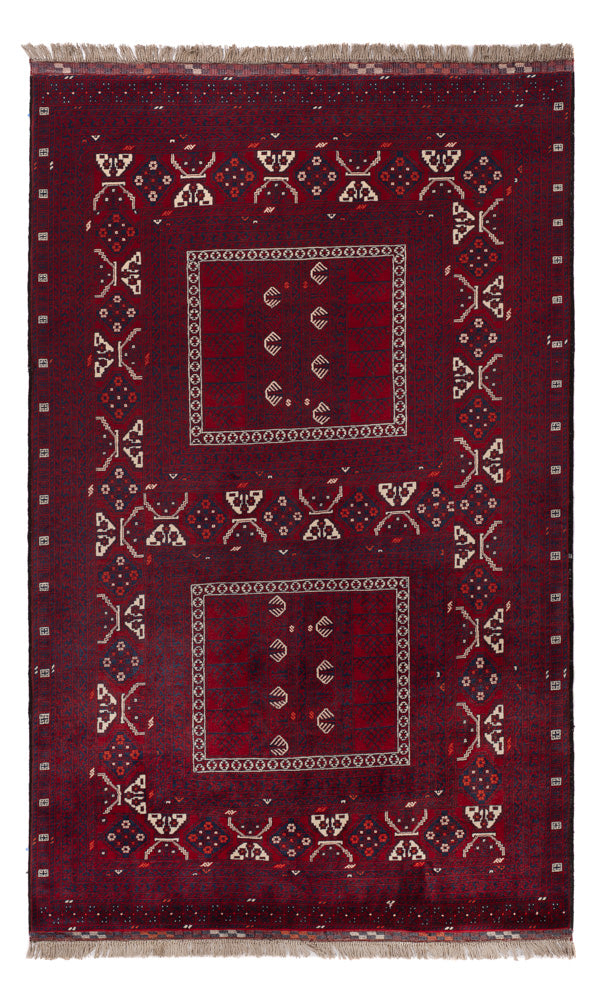 Afghan Rug - 246 x 151 cm - dark red