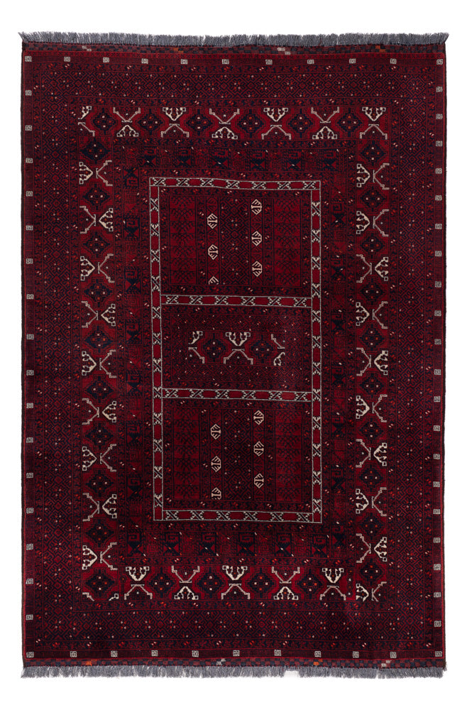Afghan Rug - 239 x 163 cm - dark red