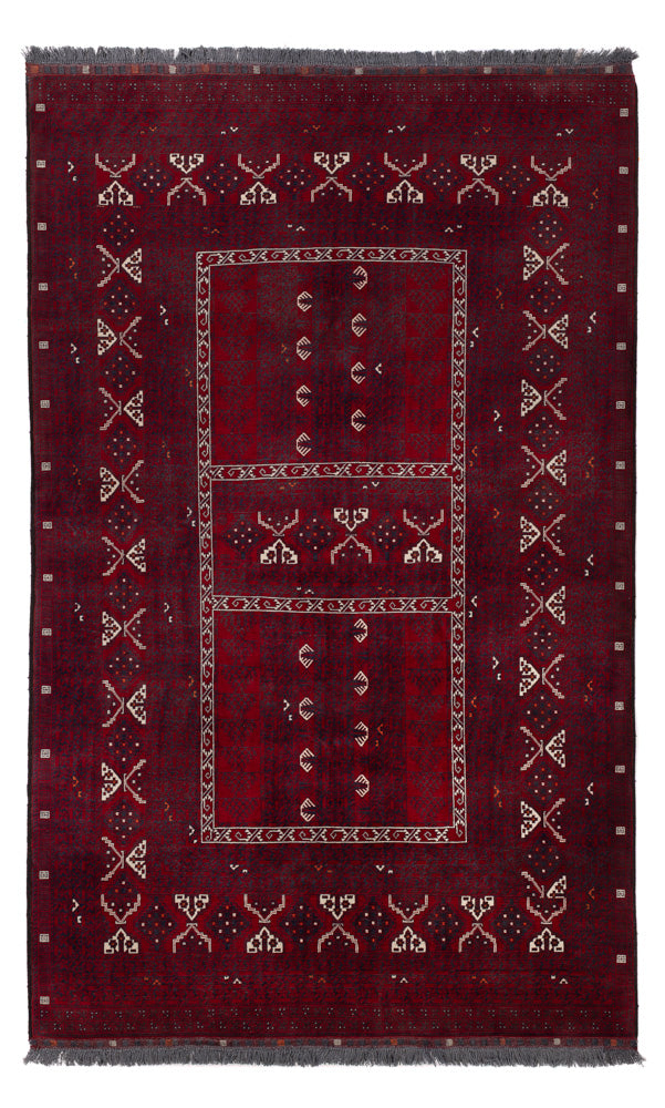 Afghan Rug - 255 x 155 cm - dark red