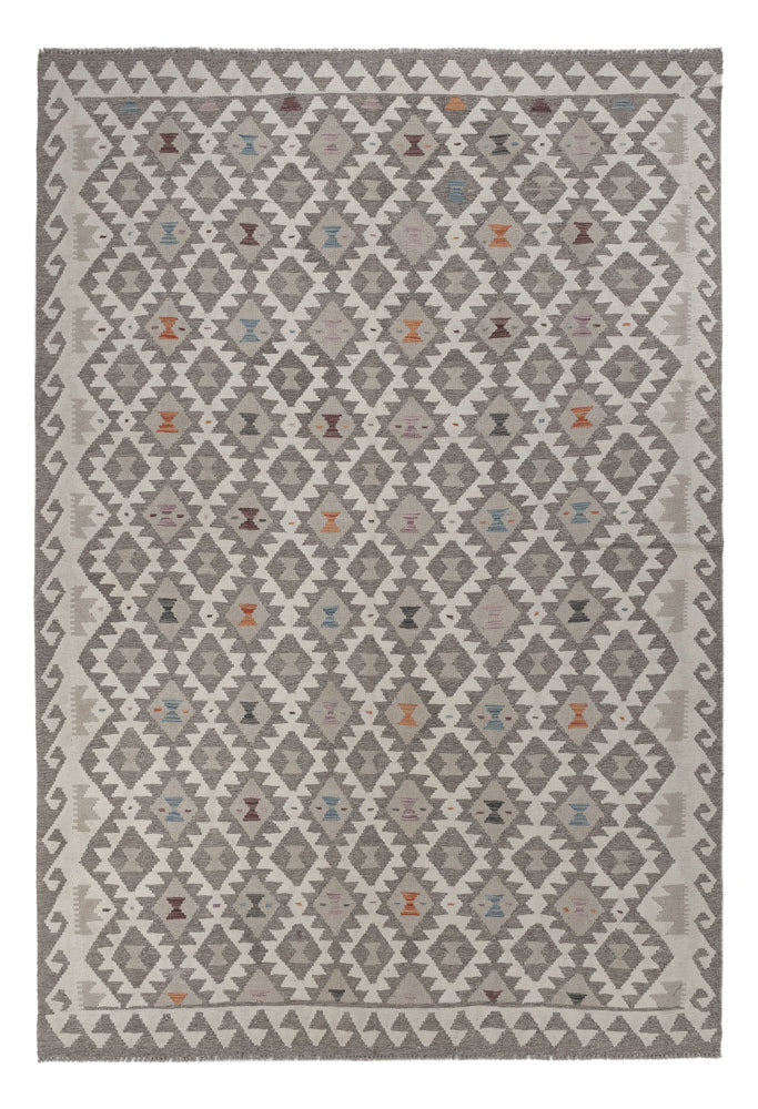 Kelim Rug - Splash - 296 x 202 cm - light grey
