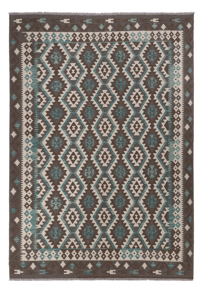Kelim Rug - Splash - 296 x 205 cm - dark grey