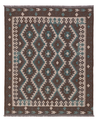 Kelim Rug - Splash - 194 x 155 cm - dark green