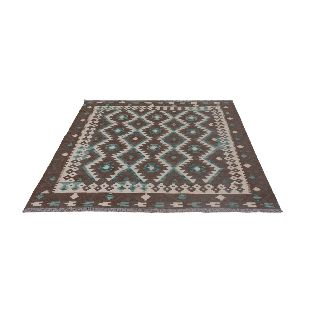 Kelim Rug - Splash - 194 x 155 cm - dark green
