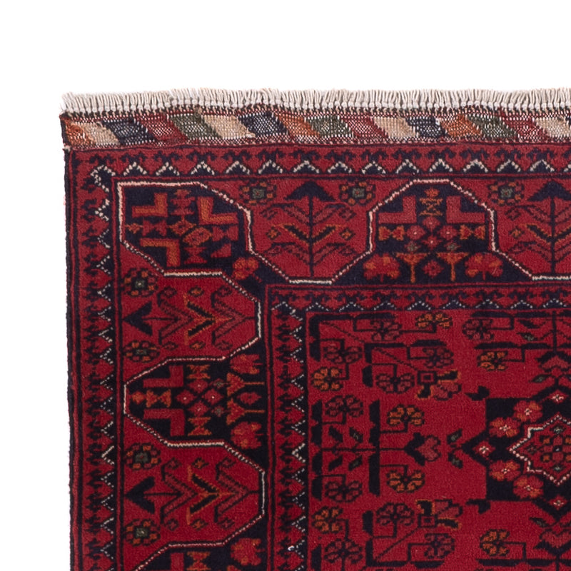 Runner Afghan Rug - Kunduz - 294 x 84 cm - dark red