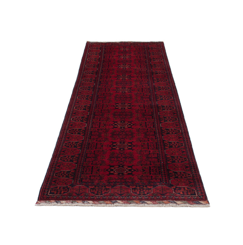 Runner Afghan Rug - Kunduz - 294 x 84 cm - dark red