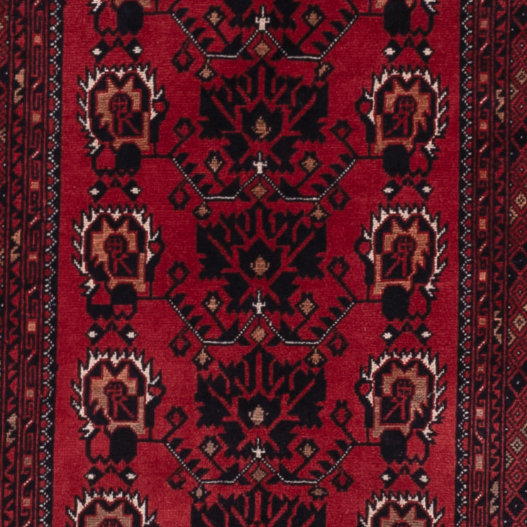 Runner Afghan Rug - 300 x 82 cm - dark red