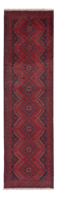 Runner Afghan Rug - Kunduz - 290 x 80 cm - dark red