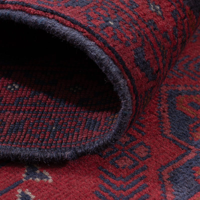 Runner Afghan Rug - Kunduz - 290 x 80 cm - dark red
