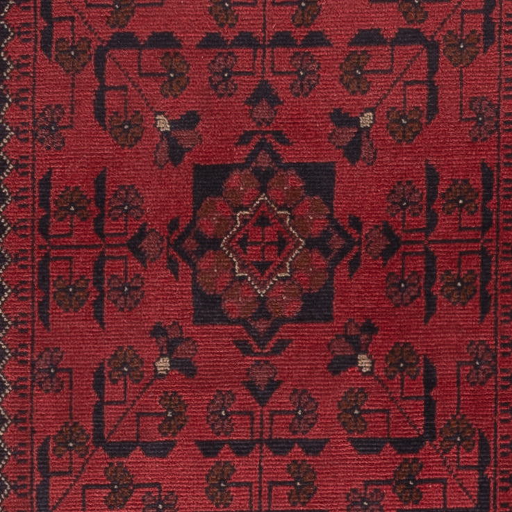Runner Afghan Rug - Kunduz - 295 x 79 cm - dark red
