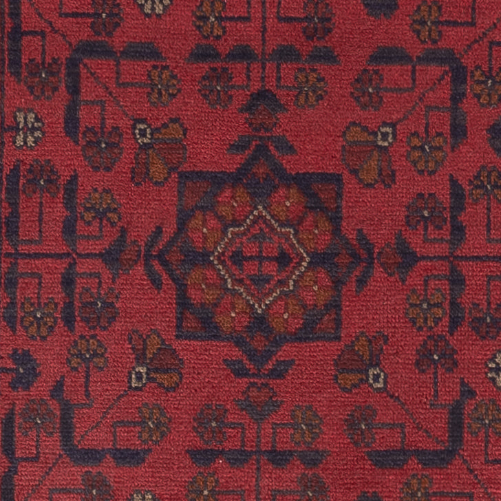 Runner Afghan Rug - Kunduz - 295 x 79 cm - dark red