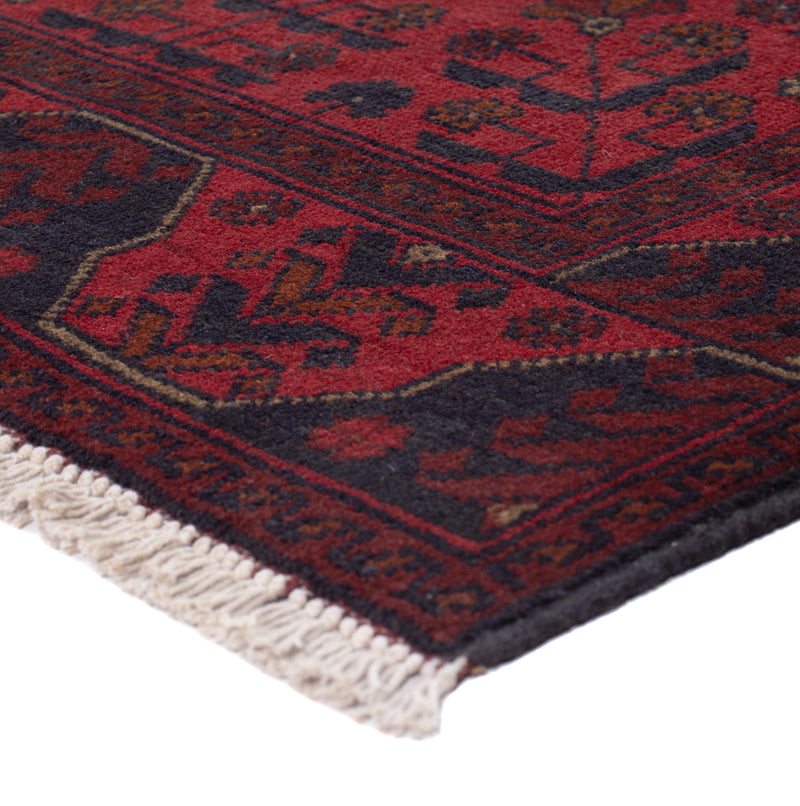 Runner Afghan Rug - Kunduz - 295 x 79 cm - dark red